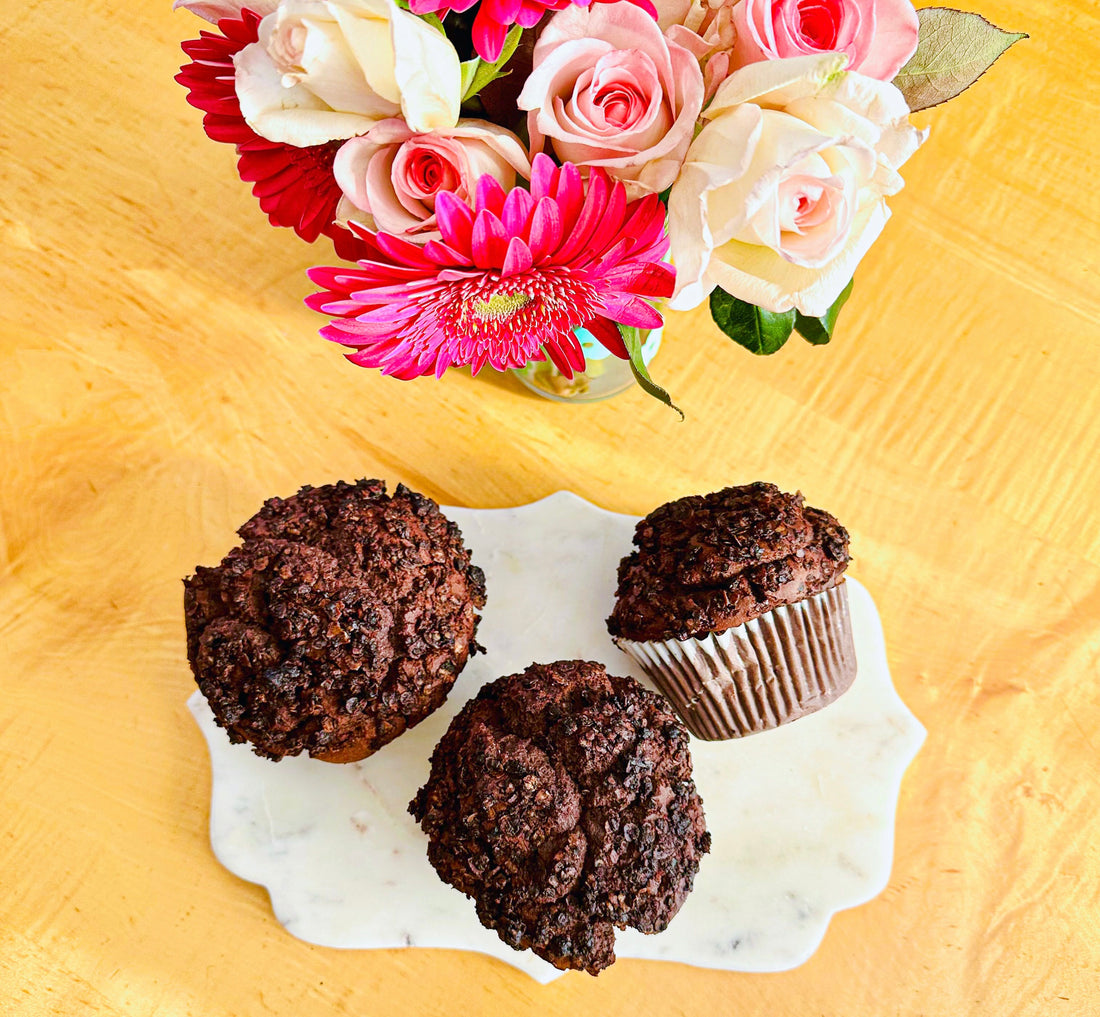 Chocolate Olive Oil Muffins with Oat Crumble