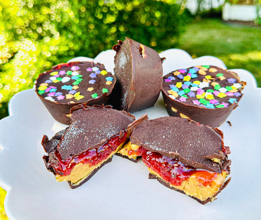 Easy Chocolate PB&J Cups