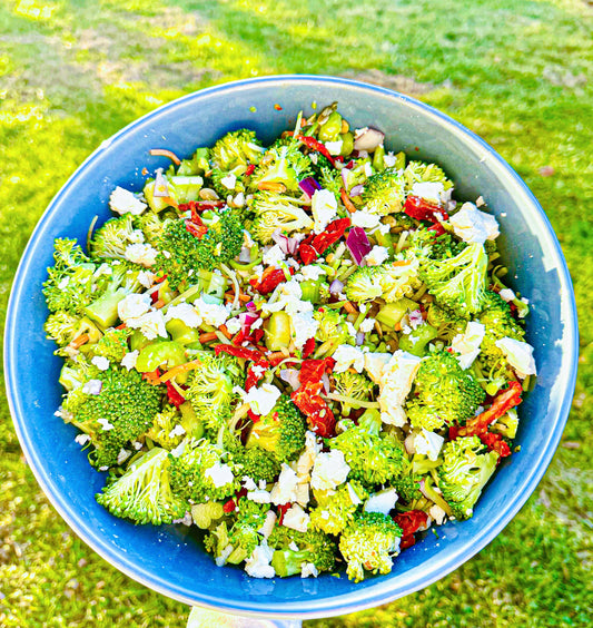 Broccoli & Feta Salad with Honey Lemon Dressing